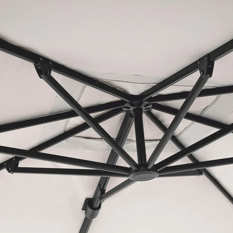 Casa Padrino Luxus Ampelschirm mit Ständer Anthrazit / Naturfarben 400 x 300 x H. 273 cm
