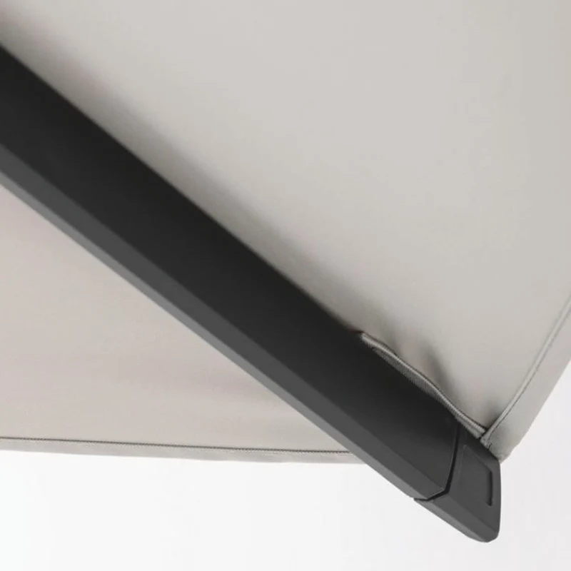 Casa Padrino Luxus Ampelschirm mit Ständer Anthrazit / Naturfarben 400 x 300 x H. 273 cm