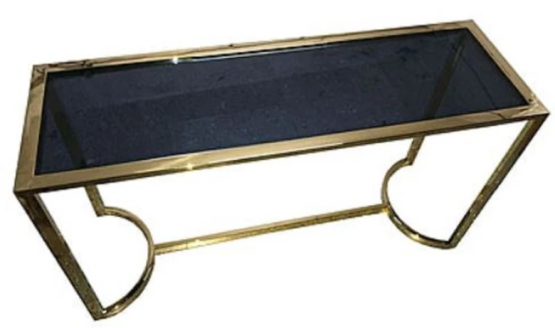 Casa Padrino Luxus Konsole Gold / Schwarz 140 x 45 x H. 78 cm - Edelstahl Konsolentisch mit getönter Glasplatte