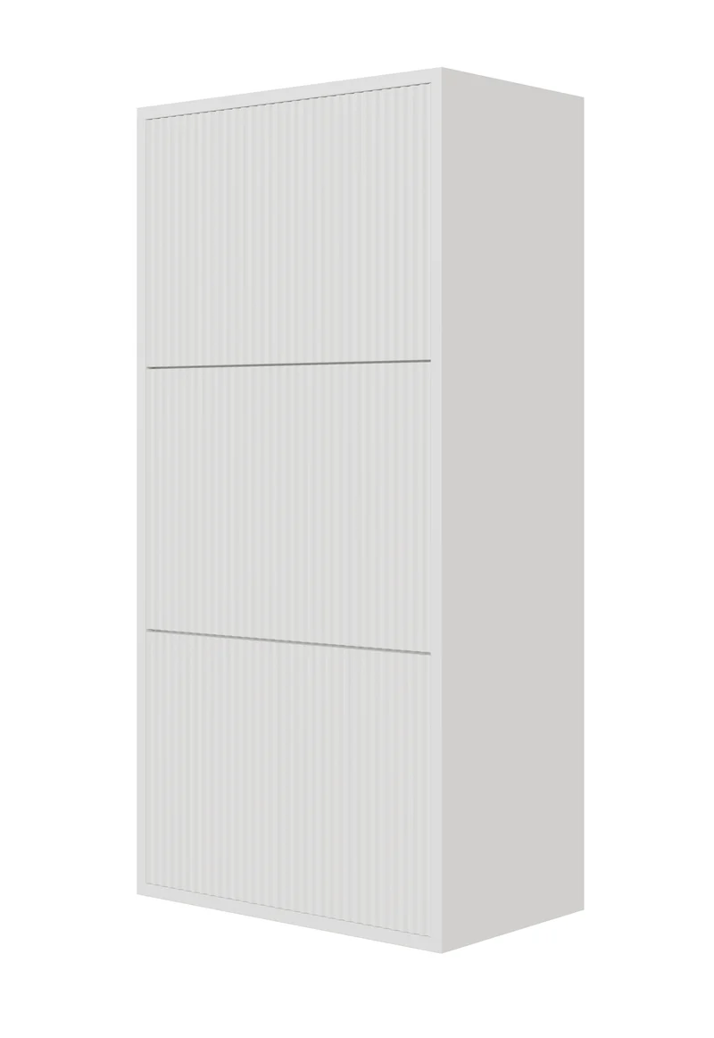 Veldio Schuhschrank mit gefräster Front und drei Fächern, 50 cm, weiß, hängend