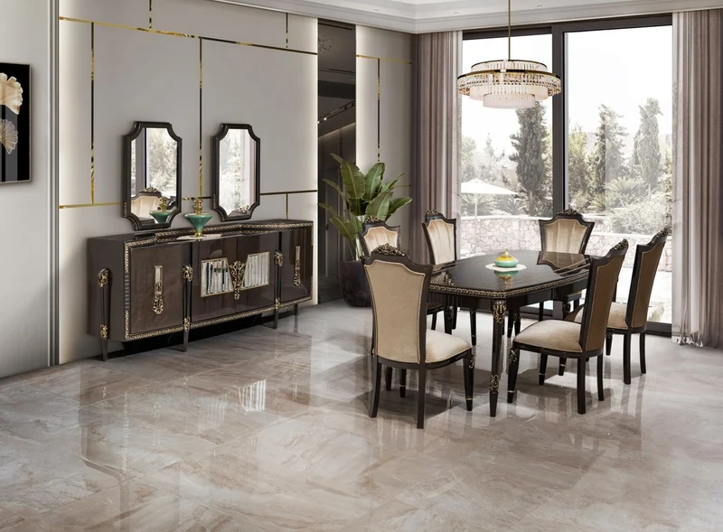 Casa Padrino Luxus Barock Esszimmer Stuhl 4er Set Hellbraun - Barock Möbel
