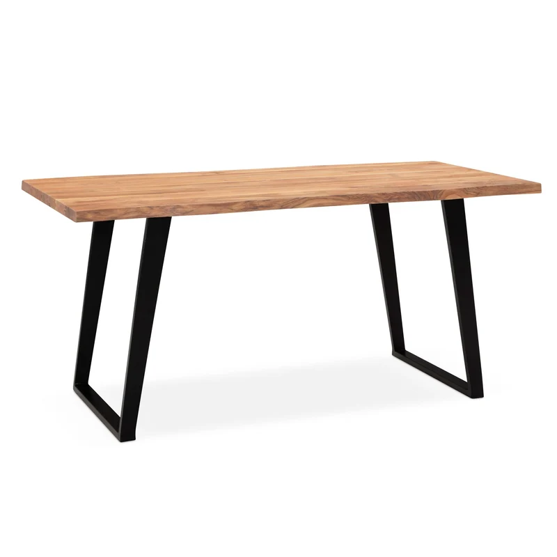 Esszimmertisch 120x60x76cm Akazie Massivholz Metall U-Beine Schwarz