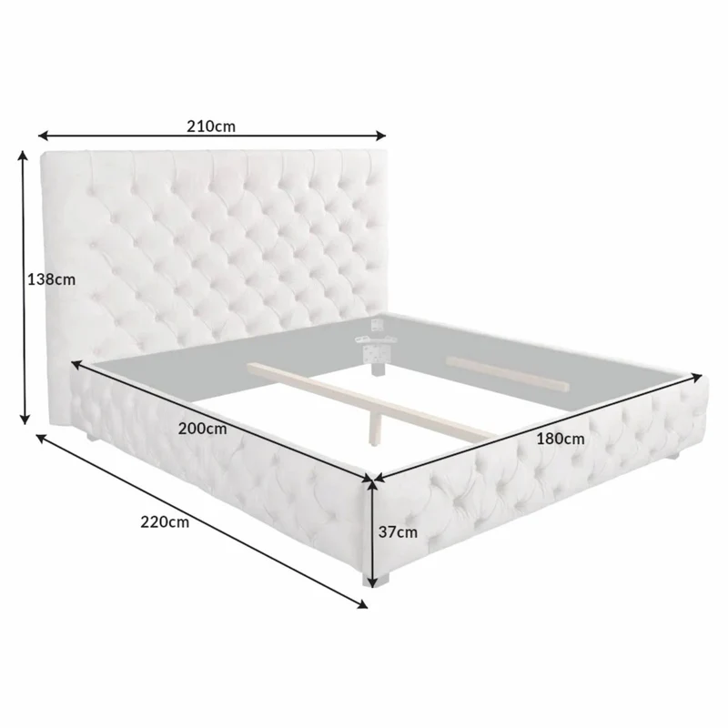 Casa Padrino Chesterfield Doppelbett Beige / Schwarz 180 x 200 cm - Schlafzimmer Möbel