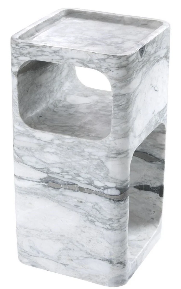 Casa Padrino Designer Marmor Beistelltisch Weiß 28 x 28 x H. 55 cm - Wohnzimmermöbel - Designer Möbel