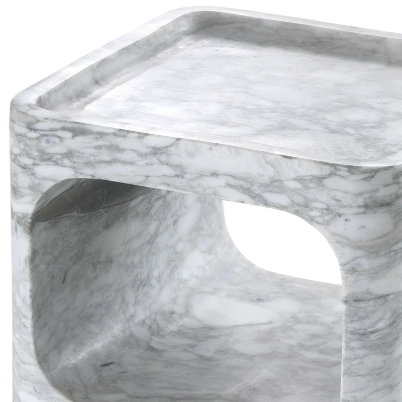 Casa Padrino Designer Marmor Beistelltisch Weiß 28 x 28 x H. 55 cm - Wohnzimmermöbel - Designer Möbel