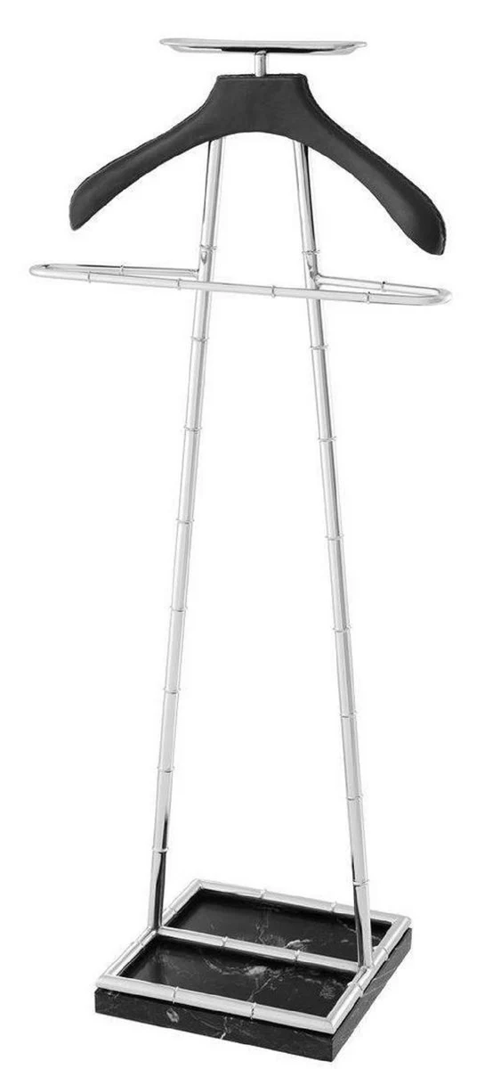 Casa Padrino Luxus Dressboy Silber / Schwarz 50,5 x 31 x H. 117 cm - Kleiderständer Garderobenständer Anzugständer Stummer Diener Herrendiener - Luxus Accessoires