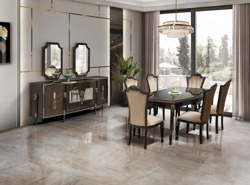 Casa Padrino Luxus Barock Sideboard und 2 Spiegel Dunkelbraun / Gold - Barock Möbel