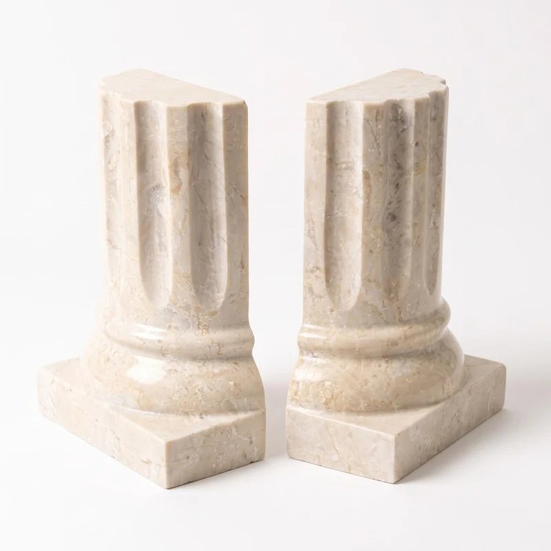 Casa Padrino Luxus Marmor Buchstützen Set Barock Säulen Creme H. 21 cm