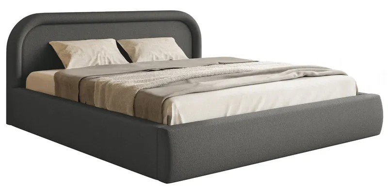 Gepolstertes Bett 160x200 cm Ruvi mit Stauraum, graphitfarbener Chenillestoff