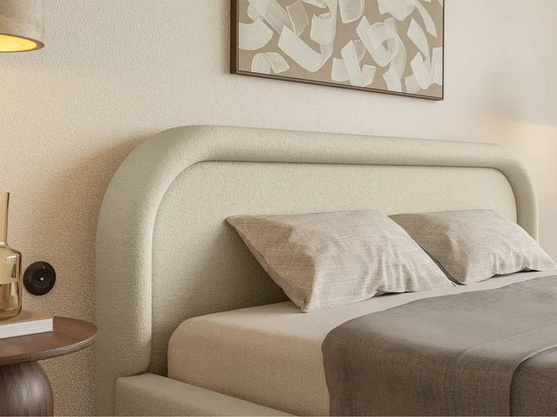 Polsterbett 180x200 cm Ruvi mit Stauraum, beige Chenille