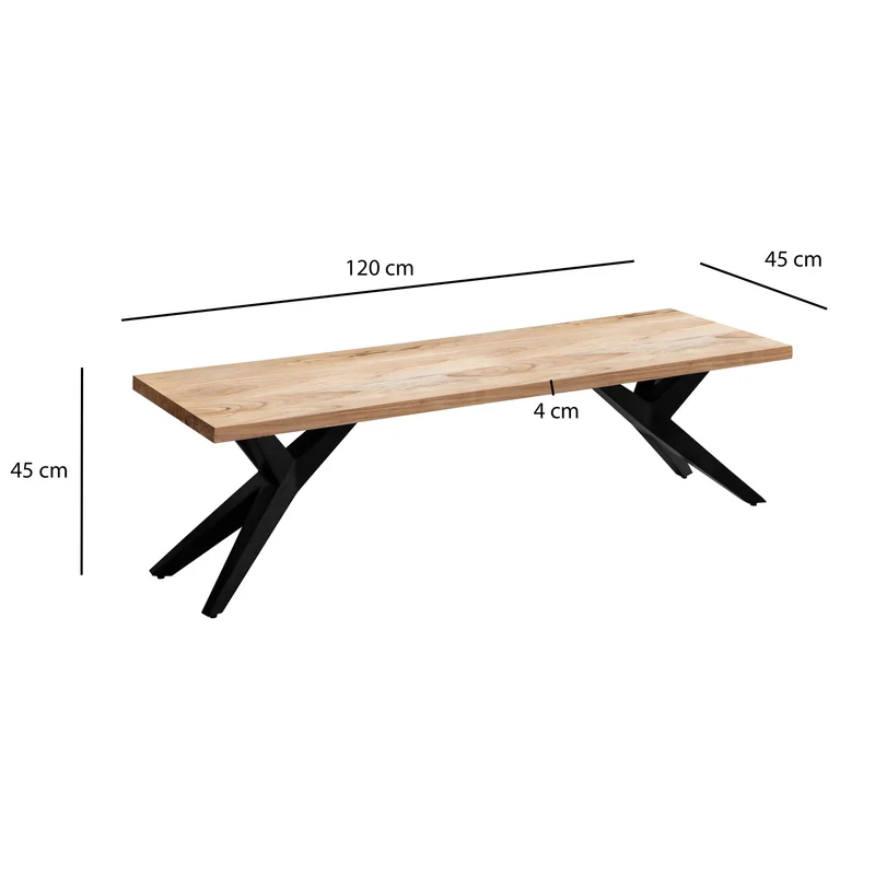 Esszimmerbank 120x45x45cm Akazie Massiv Metall Loft-Style Industrial