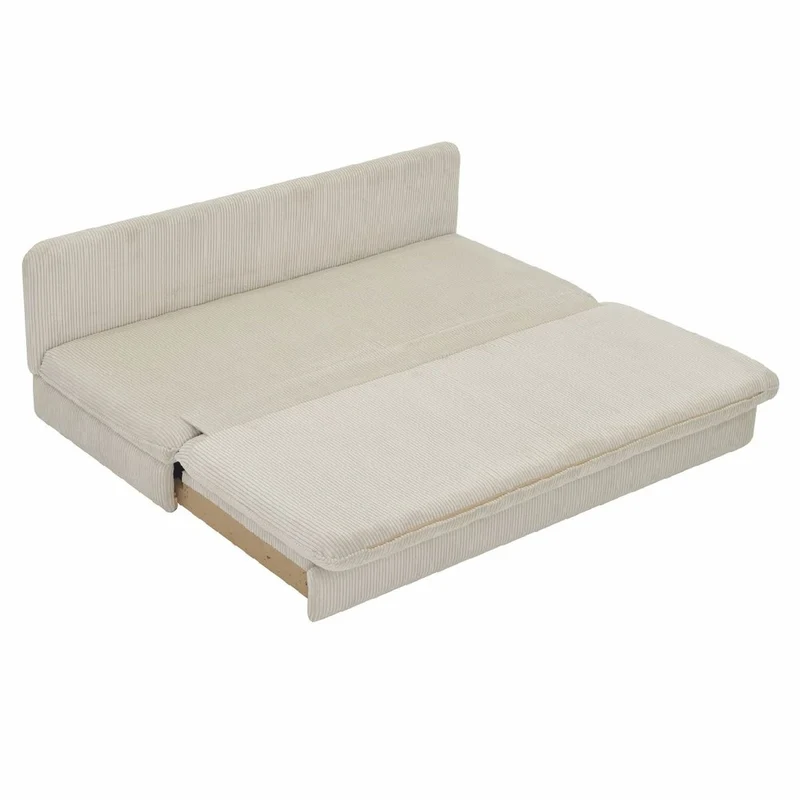 Casa Padrino Schlafsofa Hellbeige 190 cm - Ausklappbares Wohnzimmer Sofa