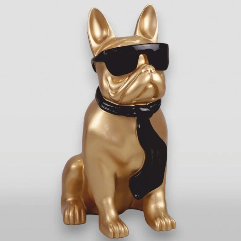 Casa Padrino XXL Deko Skulptur Bulldogge Gold / Schwarz H. 120 cm - Garten Figur