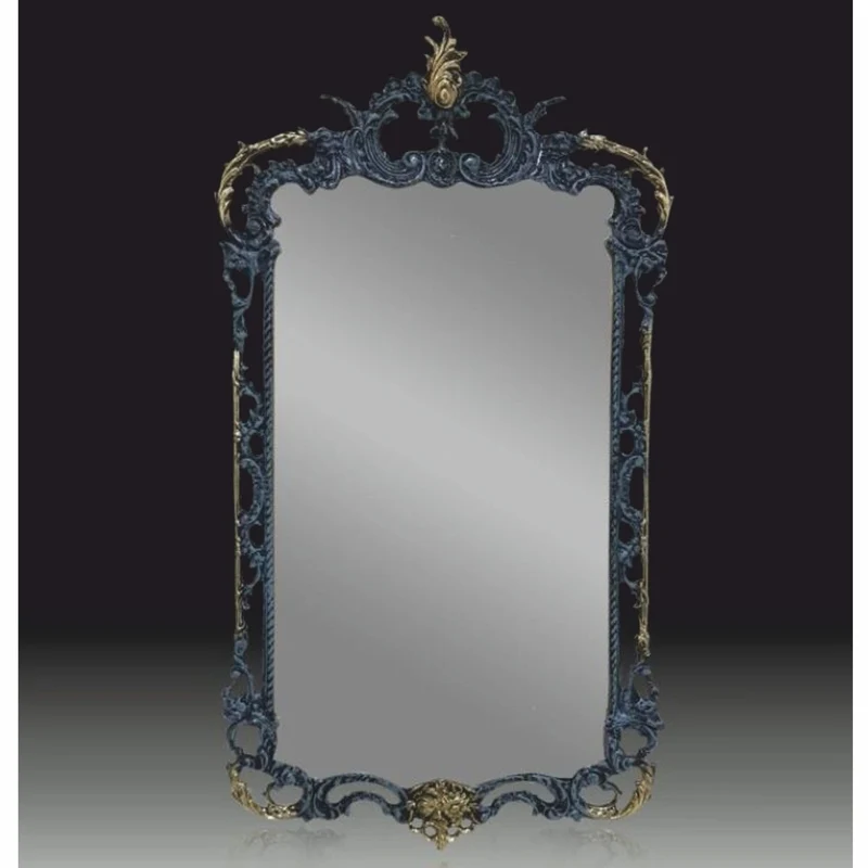 Casa Padrino Luxus Barock Bronze Spiegel Blau / Gold H. 83 cm - Barock Möbel