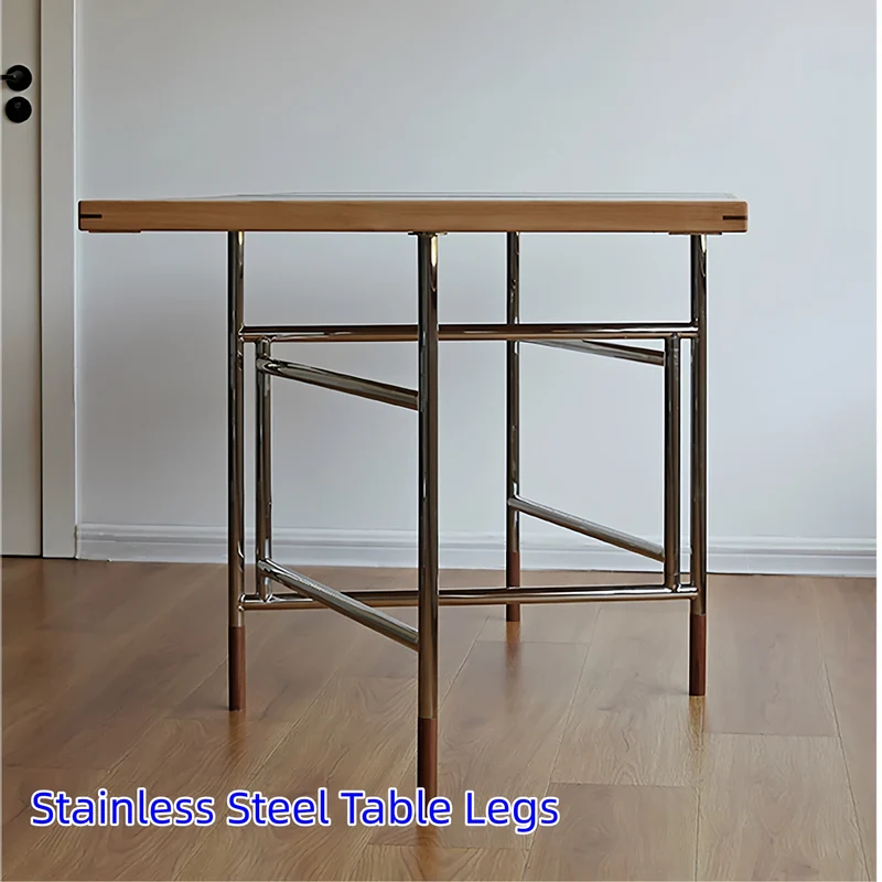 Esstisch mit zwei Klappplatten und Beinen aus Edelstahl