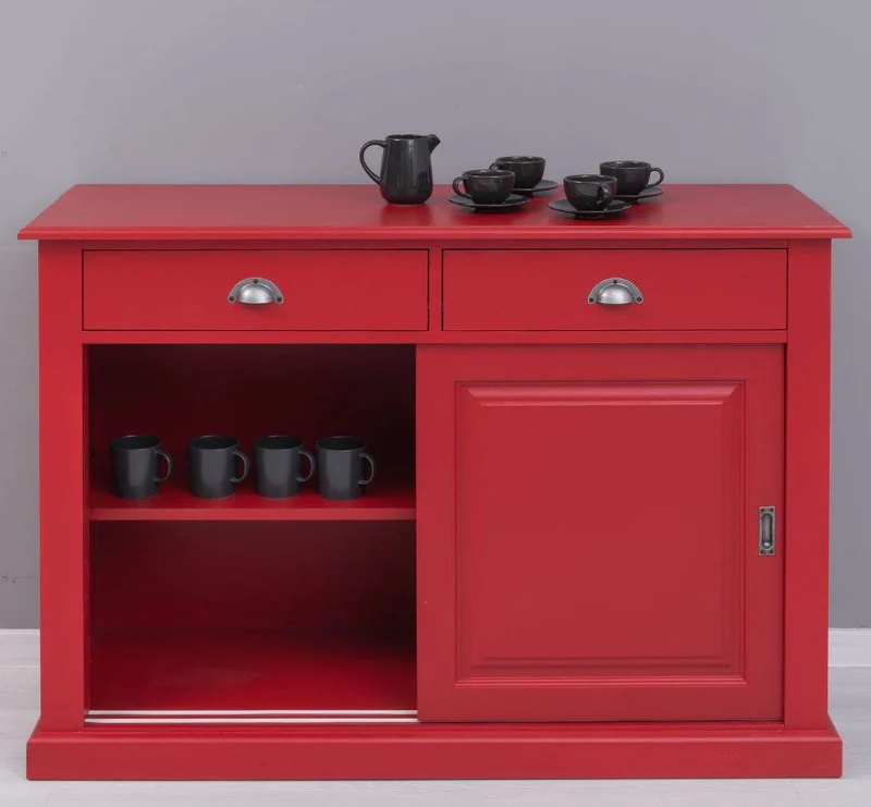 Zweitüriges Sideboard mit Schubladen aus Massivholz - Kommode mit Schiebetüren