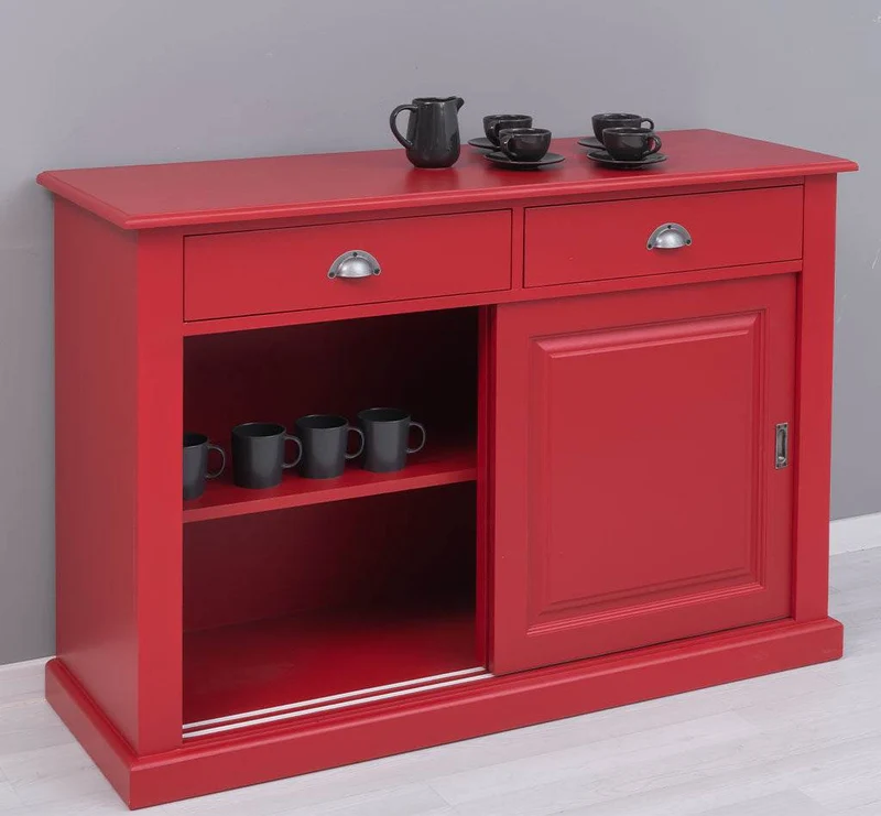 Zweitüriges Sideboard mit Schubladen aus Massivholz - Kommode mit Schiebetüren