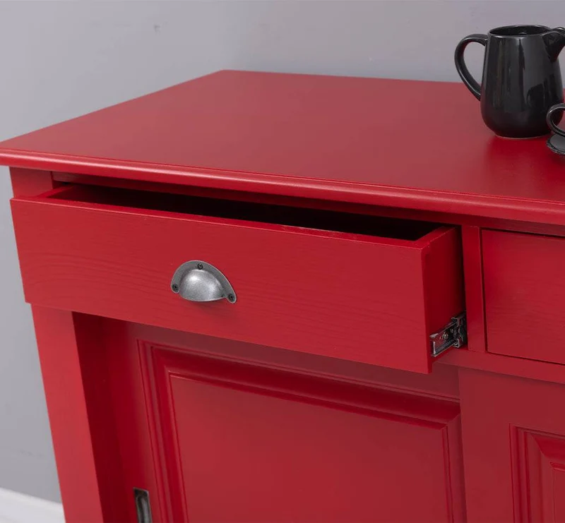 Zweitüriges Sideboard mit Schubladen aus Massivholz - Kommode mit Schiebetüren