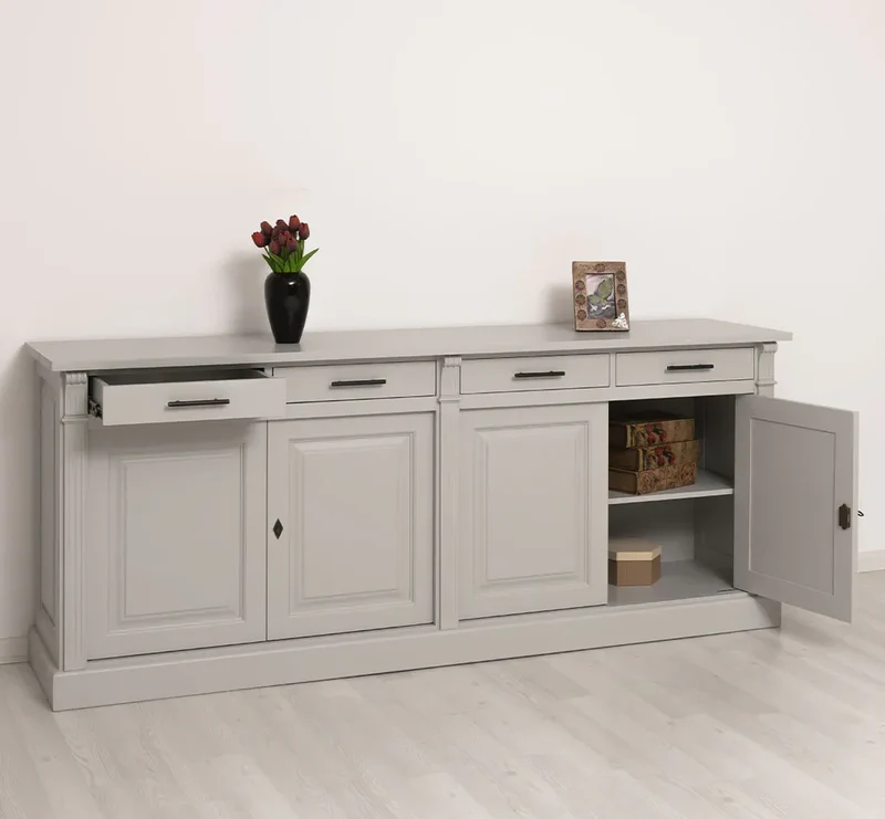 Landhaus Sideboard aus Massivholz | Kommode mit 4 Schubladen und 4 Türen