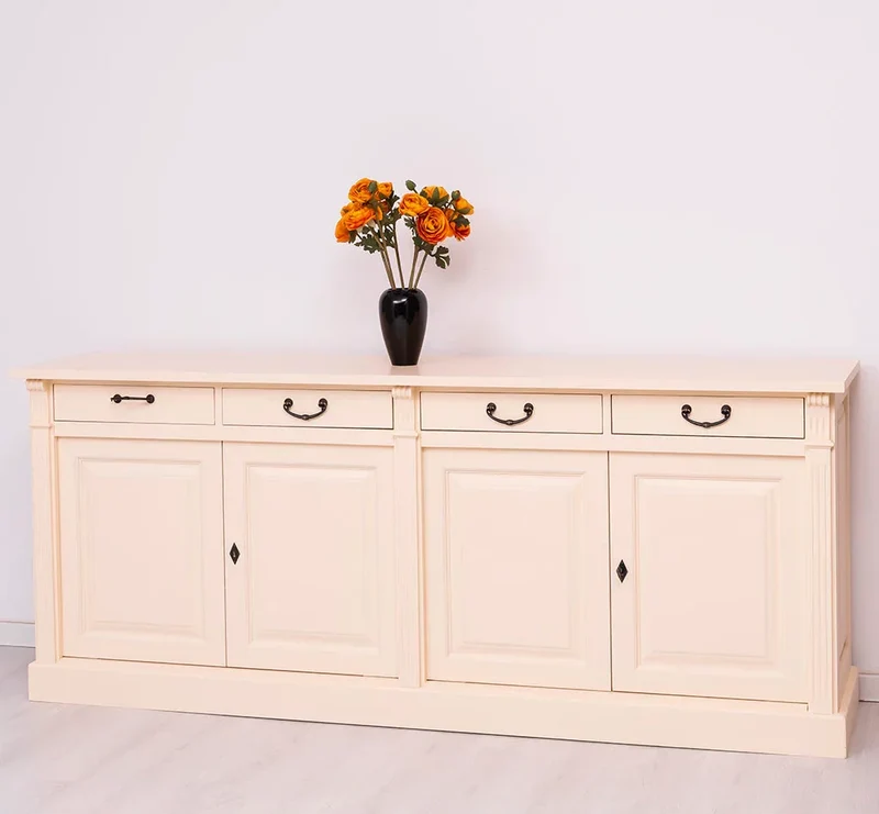 Landhaus Sideboard aus Massivholz | Kommode mit 4 Schubladen und 4 Türen