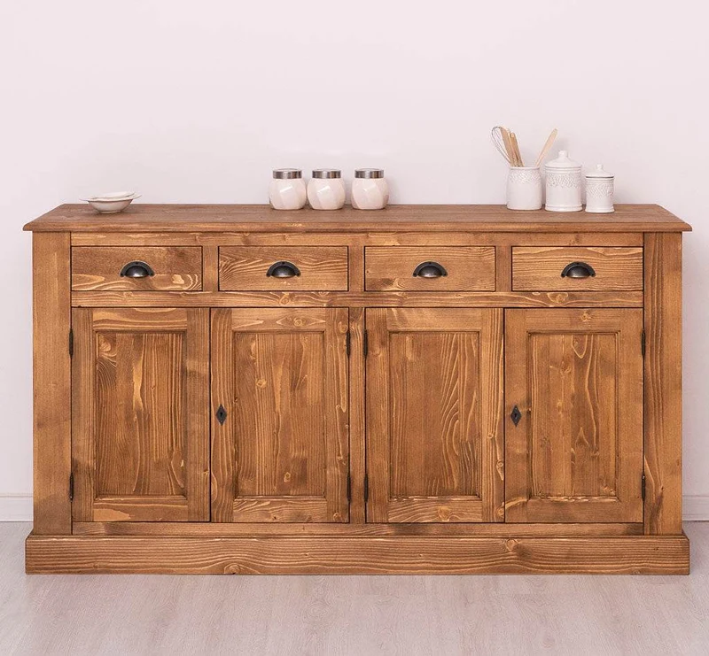 Landhaus Sideboard aus Massivholz | Kommode mit 4 Schubladen und 4 Türen