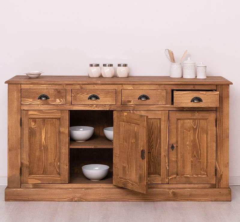 Landhaus Sideboard aus Massivholz | Kommode mit 4 Schubladen und 4 Türen