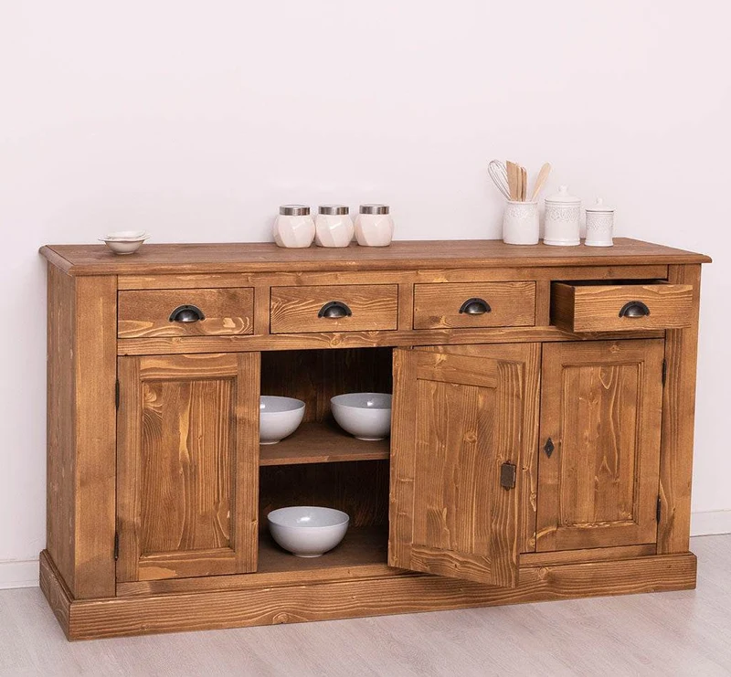 Landhaus Sideboard aus Massivholz | Kommode mit 4 Schubladen und 4 Türen
