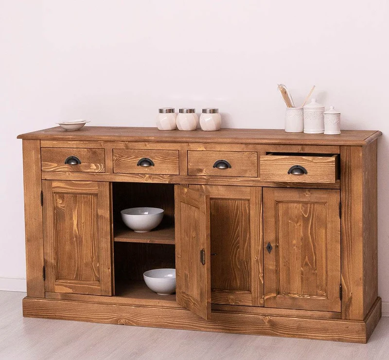 Landhaus Sideboard aus Massivholz | Kommode mit 4 Schubladen und 4 Türen