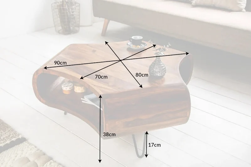 Design Couchtisch LIVE-RANIC ca.90cm Massivholz Palisander
