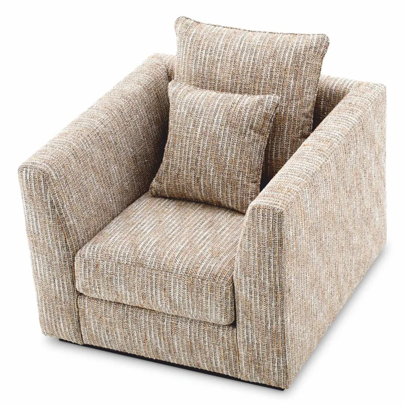 Casa Padrino Luxus Wohnzimmer & Hotel Sessel Beige / Schwarz H. 90 cm - Luxus Möbel