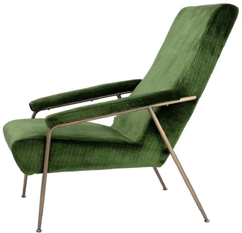 Casa Padrino Luxus Lounge Sessel Grün / Messing 73 x 102 x H. 96,5 cm - Wohnzimmer Samt Sessel - Luxus Wohnzimmer Möbel