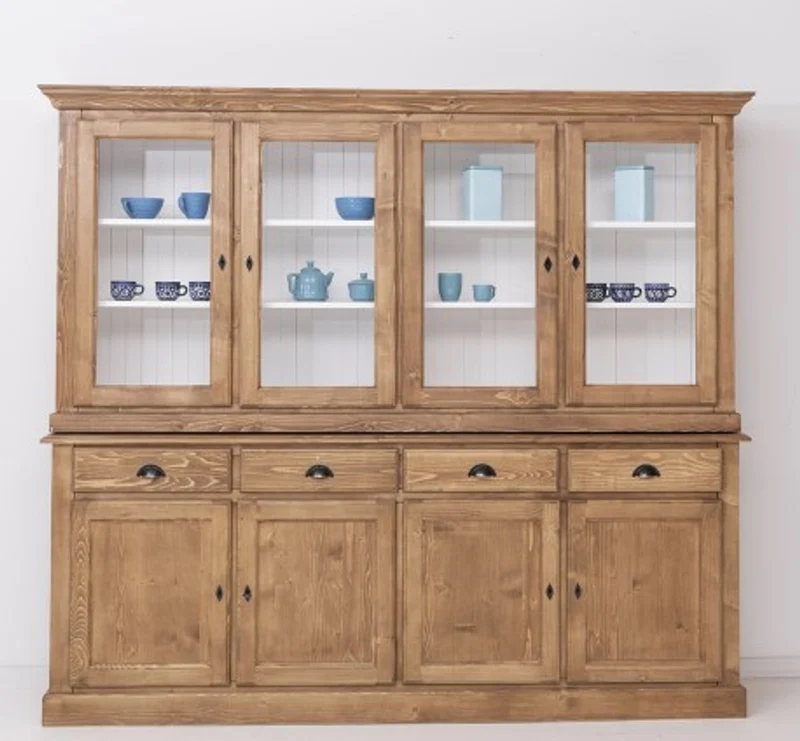 Casa Padrino Vitrine im Landhausstil mit 4 Türen und 4 Schubladen, 230 x 45 x 200 cm