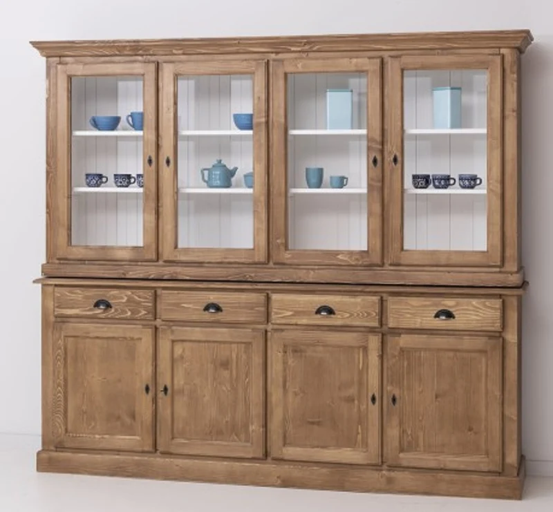 Casa Padrino Vitrine im Landhausstil mit 4 Türen und 4 Schubladen, 230 x 45 x 200 cm