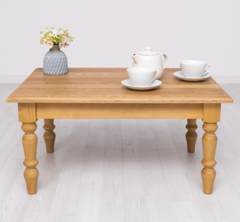 Casa Padrino Couchtisch im Landhausstil mit Eichenholzplatte, 90 x 65 x 45 cm