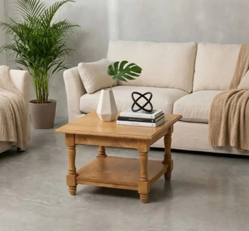 Casa Padrino Couchtisch im Landhausstil mit Eichenholzplatte, 65 x 65 x 45 cm
