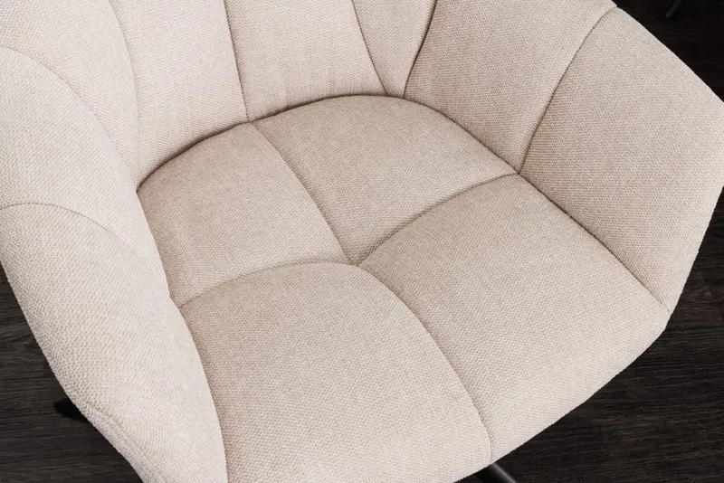 Moderner Drehstuhl LYON beige Strukturstoff Metallgestell