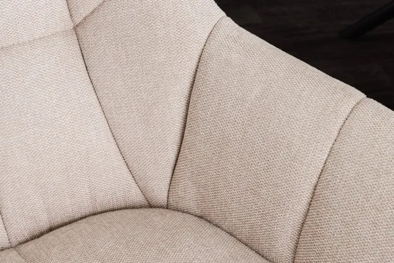 Moderner Drehstuhl LYON beige Strukturstoff Metallgestell