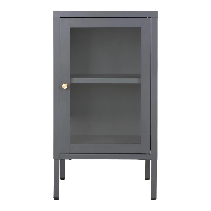 Moderne Kommode DAILY 70cm grau Glastür Metall