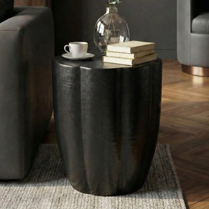 Beistelltisch Aluminium Schwarz 41 cm, runder Sofatisch von Wohnling