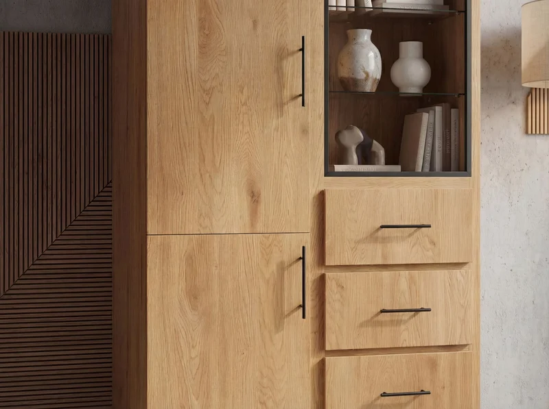 Sideboard Eiche 188 cm mit Türen, Schubladen & Regal – Wohnling
