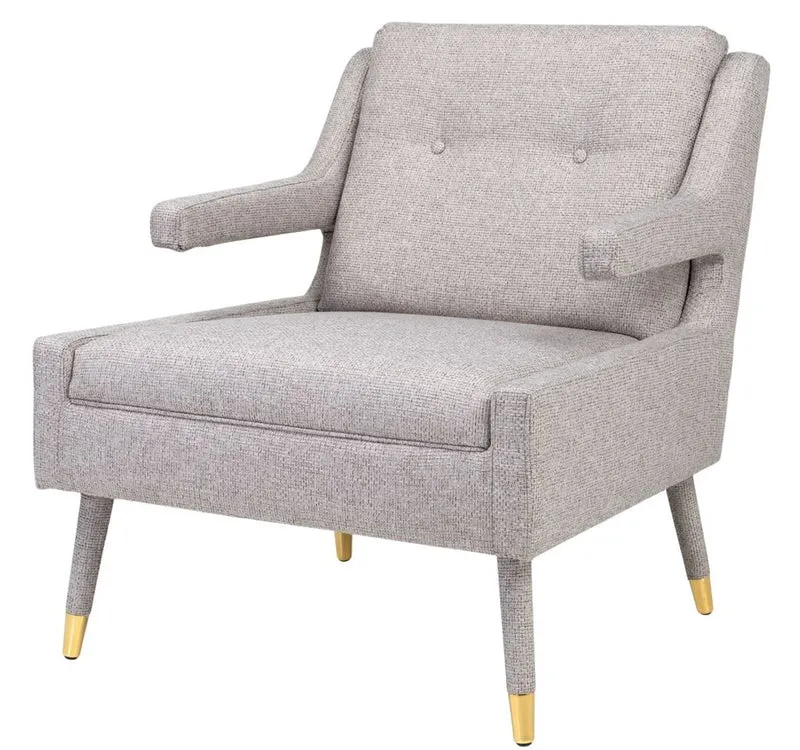 Casa Padrino Luxus Sessel Grau / Gold 76 x 88 x H. 89 cm - Wohnzimmer Sessel im Neoklassichen Stil - Designer Wohnzimmermöbel