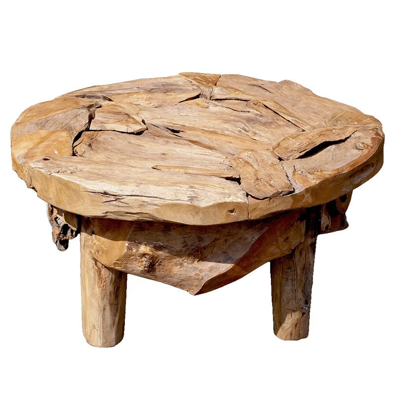 Teakwurzel Couchtisch BOSCO 80cm Natural Massivholz Glasplatte