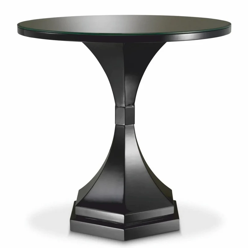 Casa Padrino Luxus Mahagoni Beistelltisch mit Glasplatte Schwarz Ø 69 x H. 68 cm