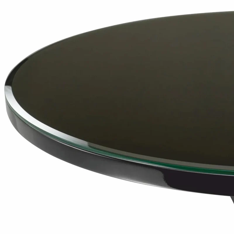 Casa Padrino Luxus Mahagoni Beistelltisch mit Glasplatte Schwarz Ø 69 x H. 68 cm