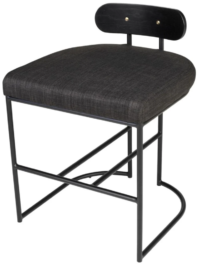 Casa Padrino Designer Esszimmerstuhl Schwarz 46 x 46 x H. 64,5 cm - Moderner Küchenstuhl mit pulverbeschichtetem Stahl - Luxus Esszimmermöbel