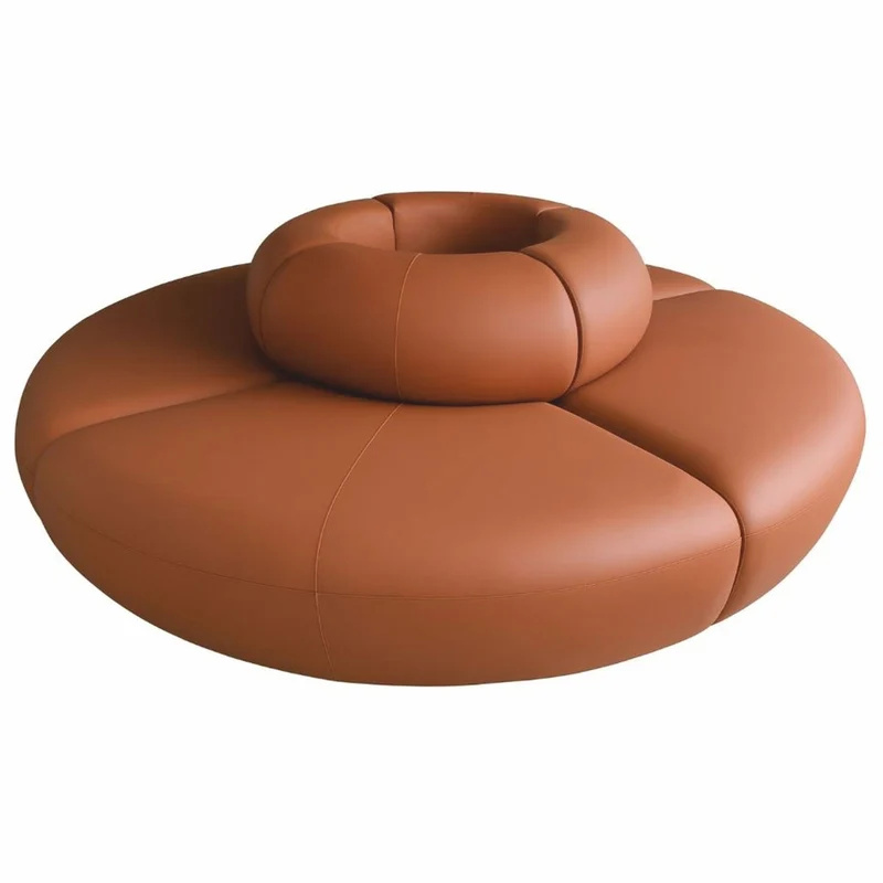 Casa Padrino Luxus Sofa Braun Ø 240 x H. 72 cm - Rundes Modulares Kunstleder Sofa