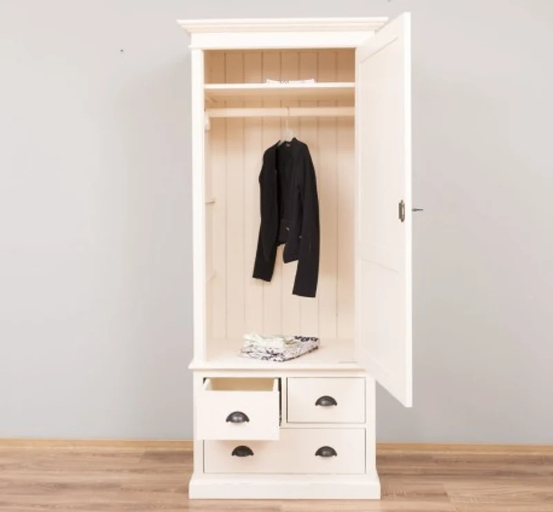 Casa Padrino Kleiderschrank im Landhausstil mit 3 Schubladen, 85 x 59 x 197 cm