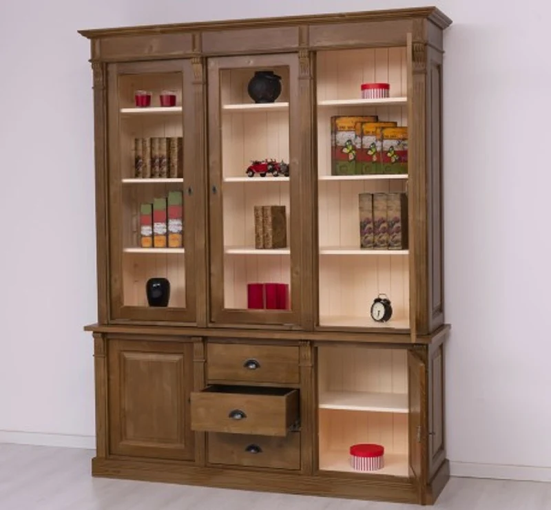 Casa Padrino Vitrine im Landhausstil mit 2 Türen, 183 x 51 x 228 cm