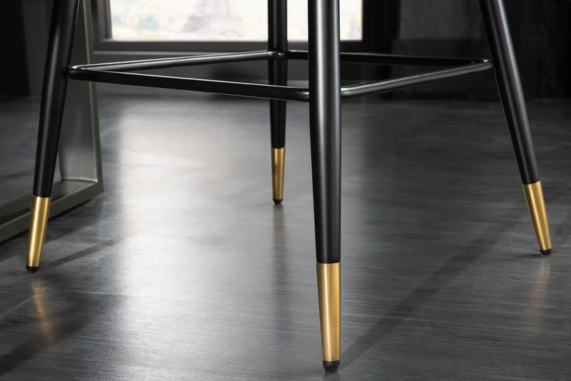 Design Barhocker FRANCE grau Ziersteppung Armlehnen