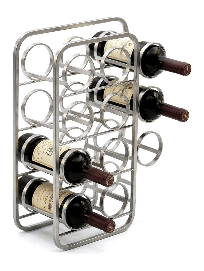 Weinregal für 11 Flaschen aus lackiertem Stahl in Silber - Wohnling